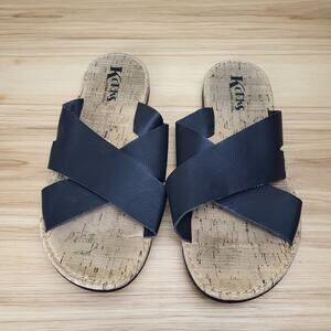 Korks By Kork-Ease Womens Black Faux Leather Kirk's Slip On Sandals Size 10‎